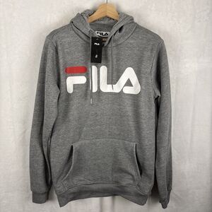 FILA Big Logo Hoodie Sweatshirt Pullover Gray Size Small NWT